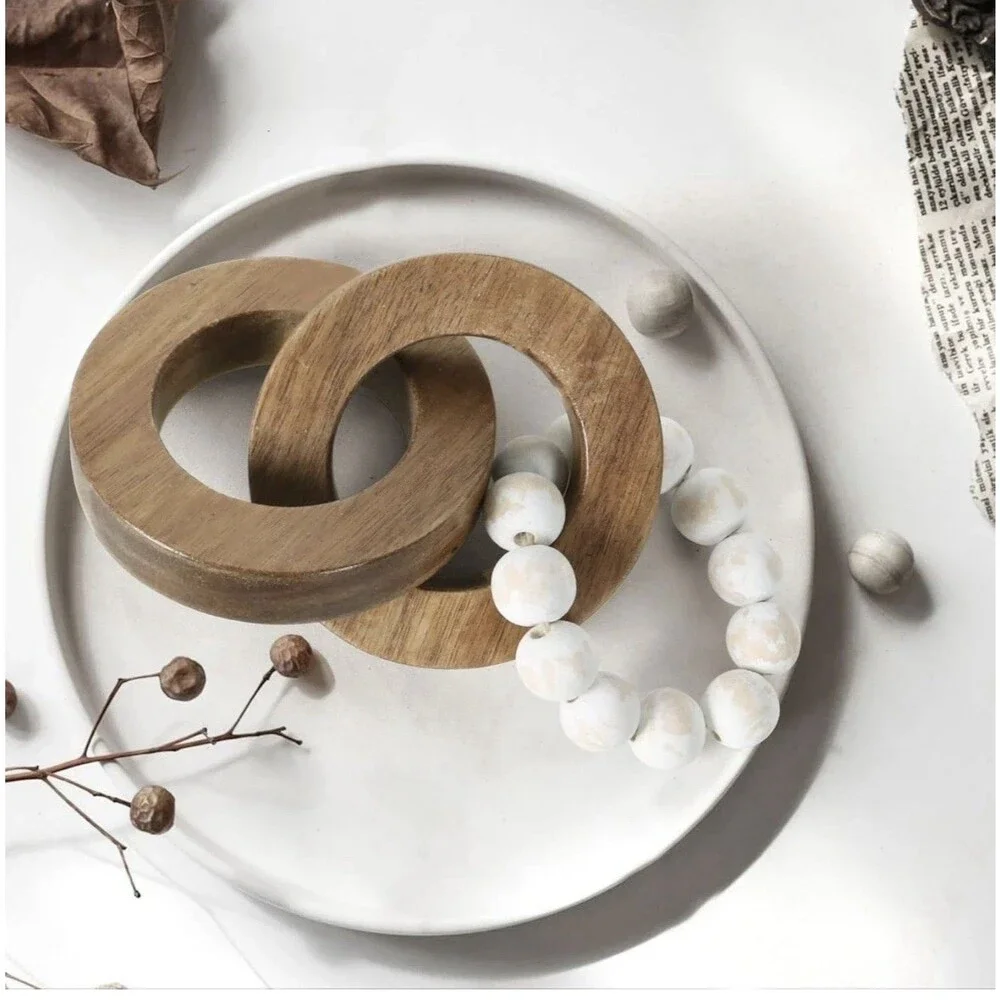 Handmade Wood Chain Link Knot, Boho Minimalist Shelf Decor Gift
